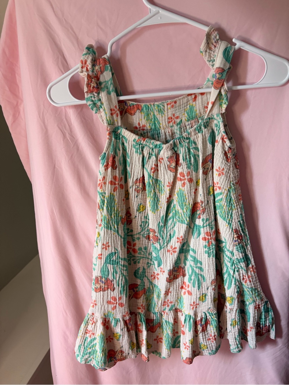 Disneys Little Mermaid Floral Beach Sundress - Cream with Coral size 5T - Picture 2 of 4